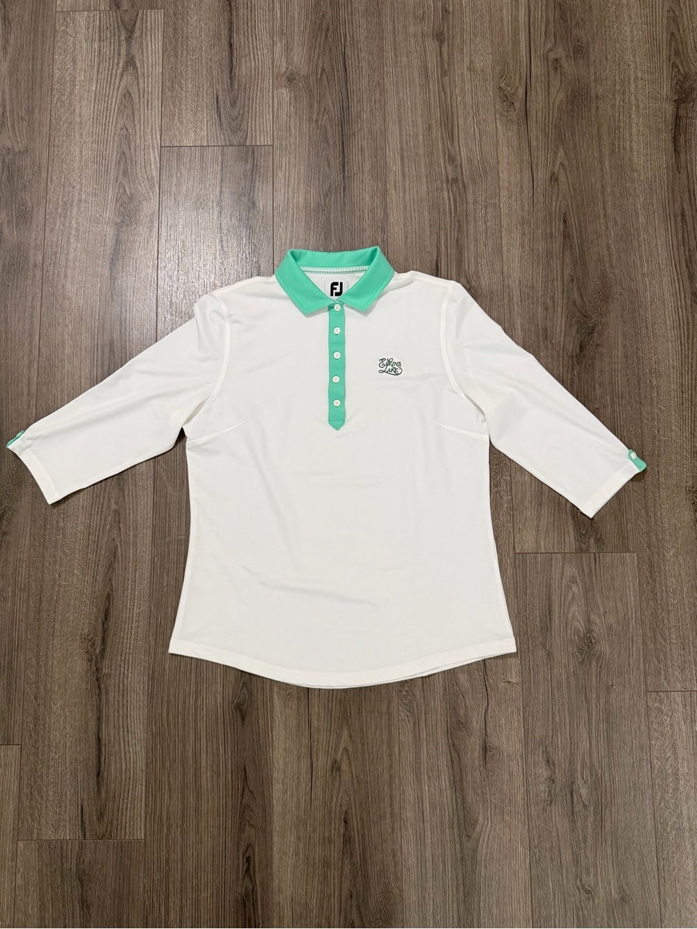 FootJoy White Polo with Mint Green Accents